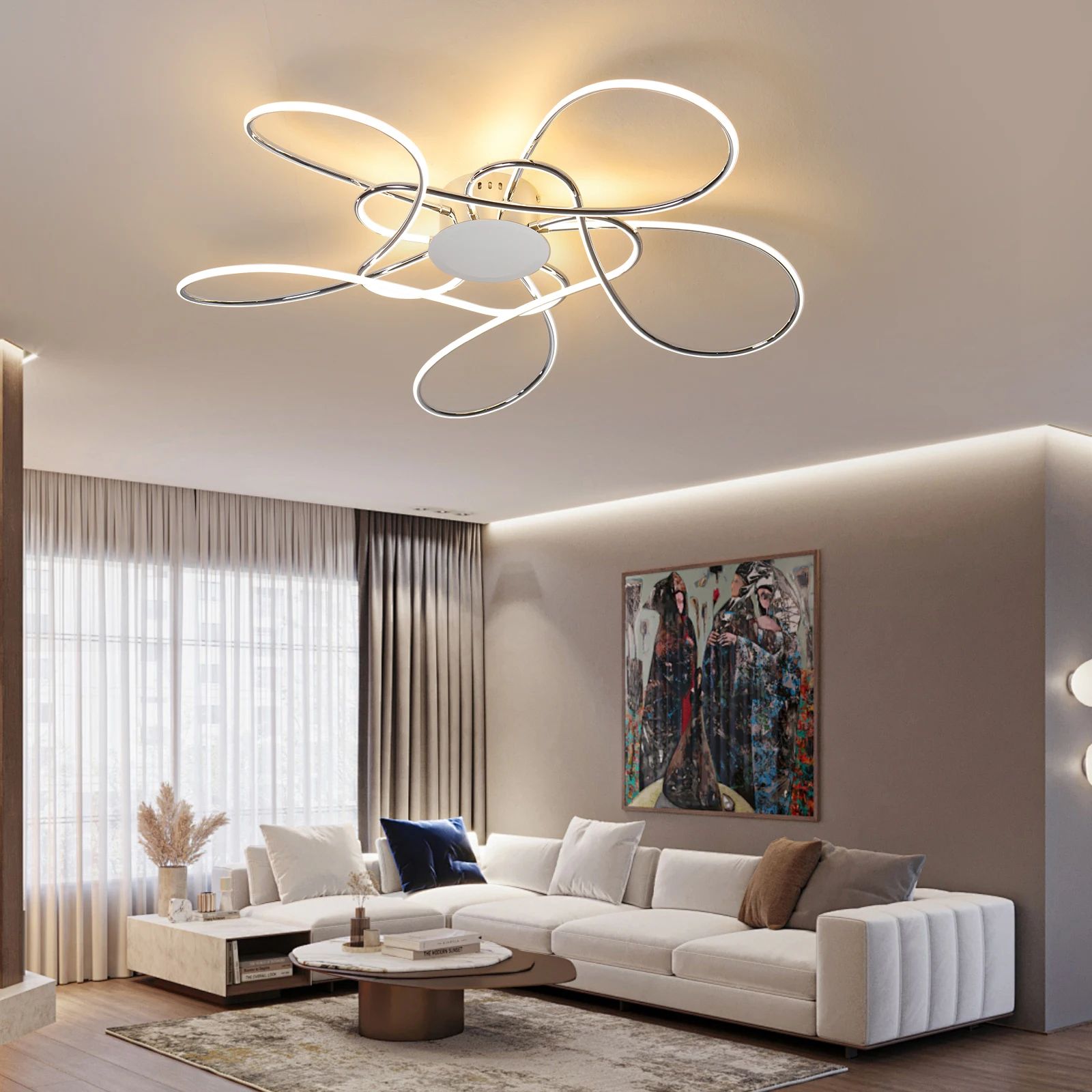 Modern Gold LED Chandelier Ceiling Light Fixture