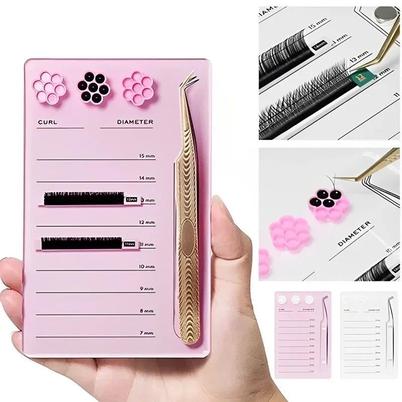 Magnetic Acrylic Eyelash Extension Scale Holder with Glue Pallet Cup