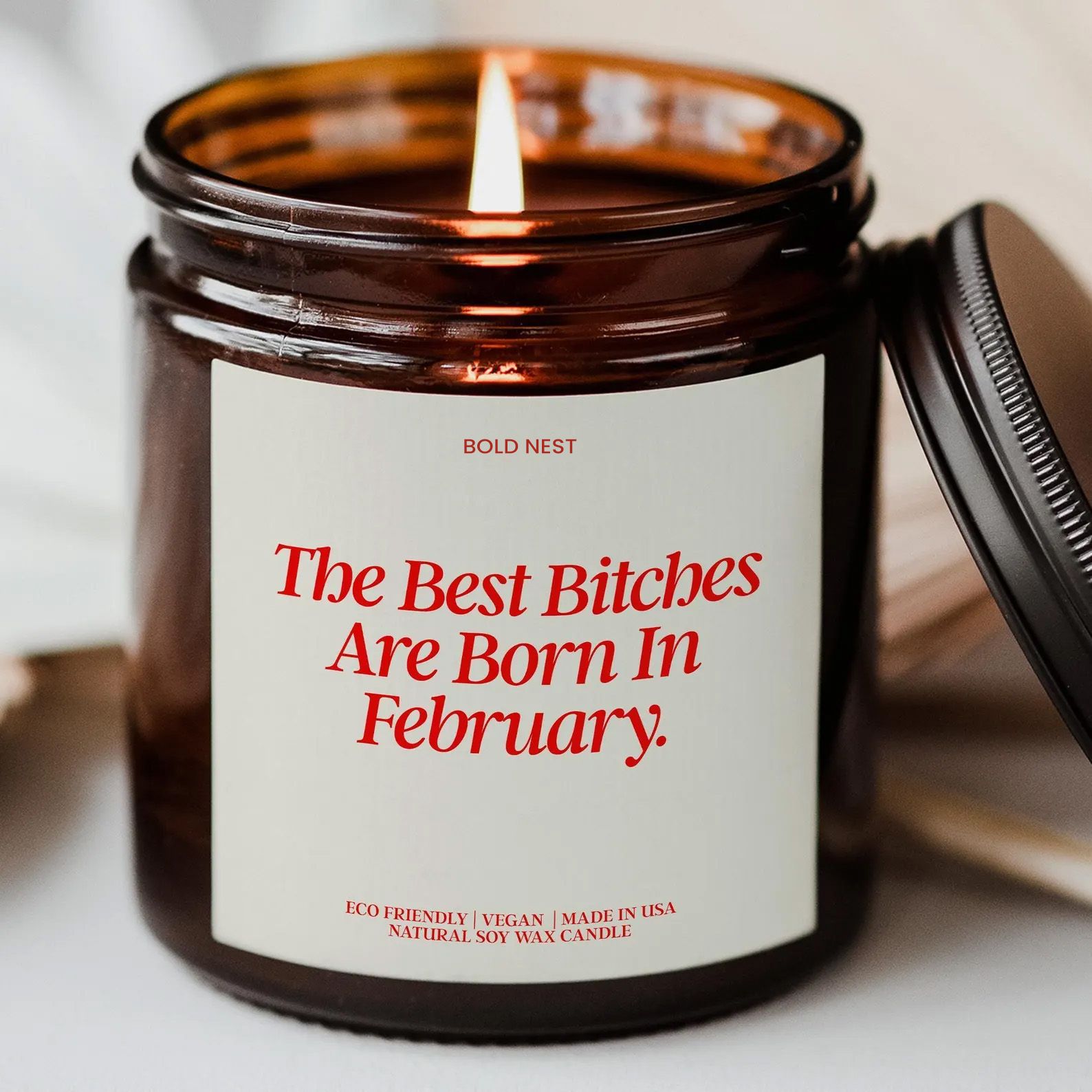 February Birthday Candle – Funny Best Bitches Are Born in February Custom Zodiac Aquarius & Pisces Birth Month Candle