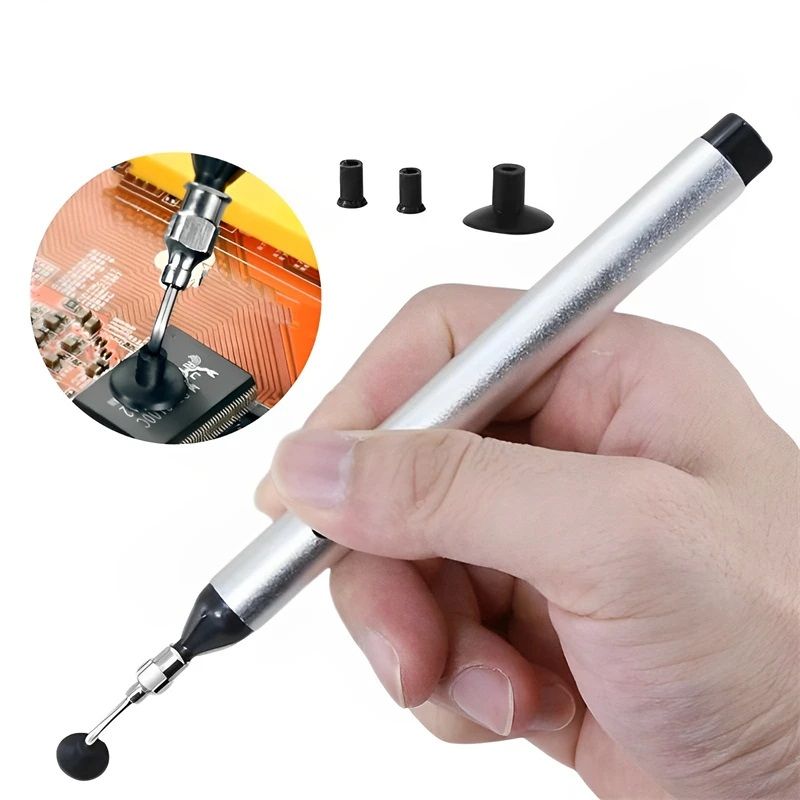 SMD Suction Pen – High-Quality Vacuum Sucking Tool with Sucker Pump & 3 Replaceable Heads for Electronics Repair
