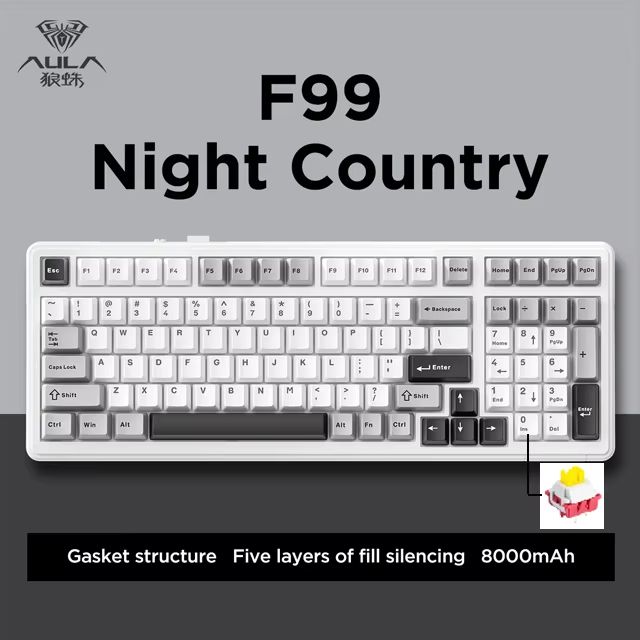 AULA F99 Wireless Mechanical Gaming Keyboard – 99-Key RGB Hot-Swappable with Bluetooth & Wired Modes