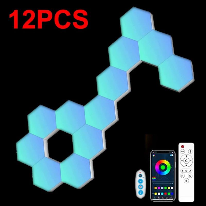 Modular RGB LED Hexagon Wall Light Panels with App and Music Sync
