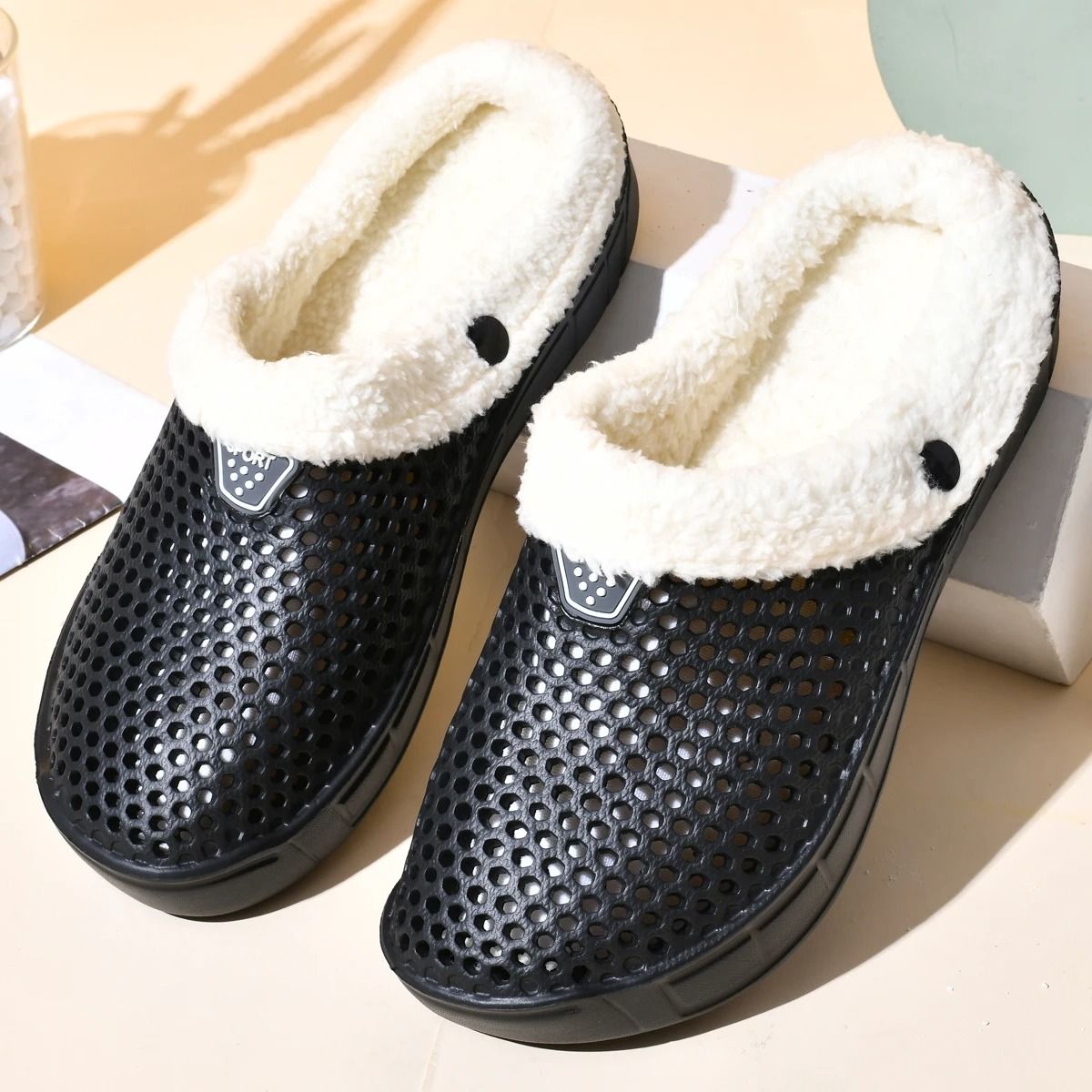Couple Cotton Slippers Winter Warm Plush Indoor Clogs