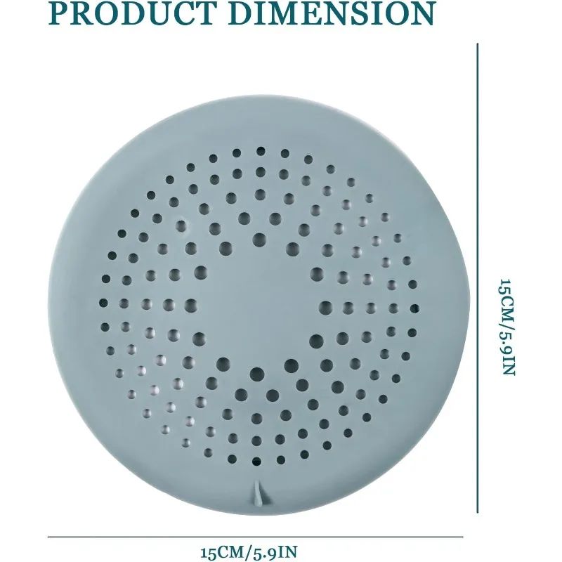 Silicone Shower Drain Hair Catcher Cover 5.9 Inch Suction Cup Anti Clog Strainer