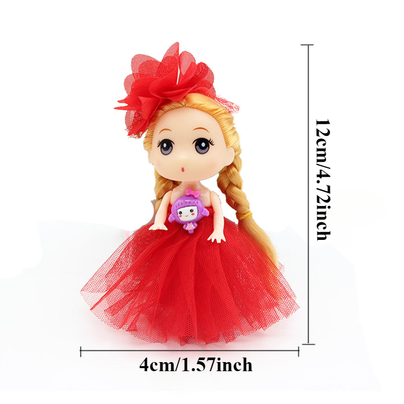 Cute Confused Wedding Dress Doll – Mini Princess Dolls for Girls, Dollhouse Key Pendant, Christmas Gift