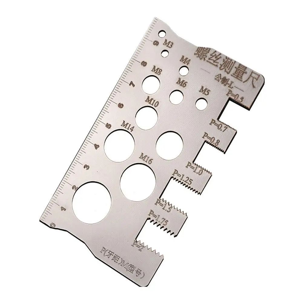 PrecisionPro Stainless Steel Screw Measuring Ruler - High-Accuracy Metric L-Shaped Gauge