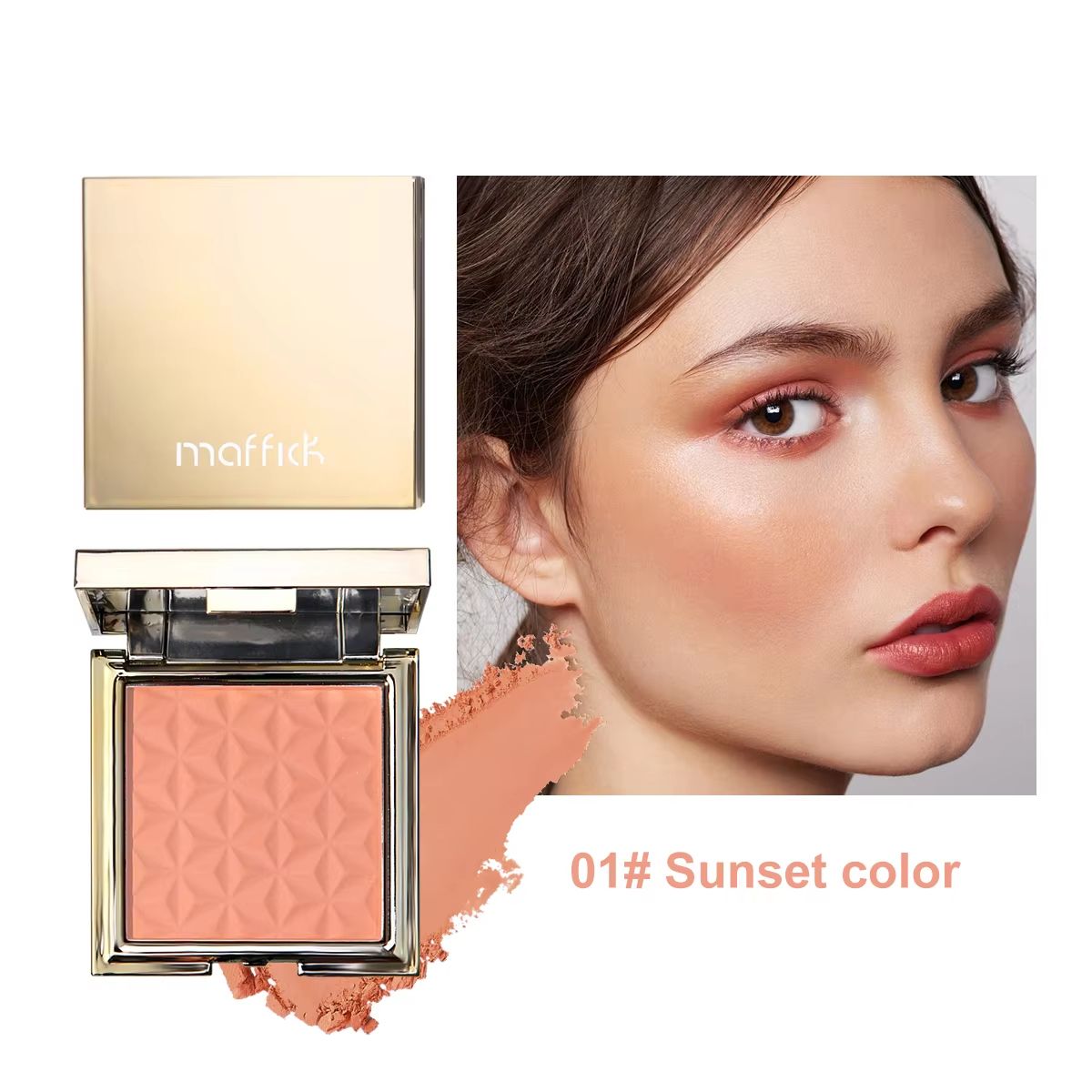 GlowMuse Gold Relief Blush Palette – Long-Lasting Nude, Pink & Orange Shades for Natural Radiance