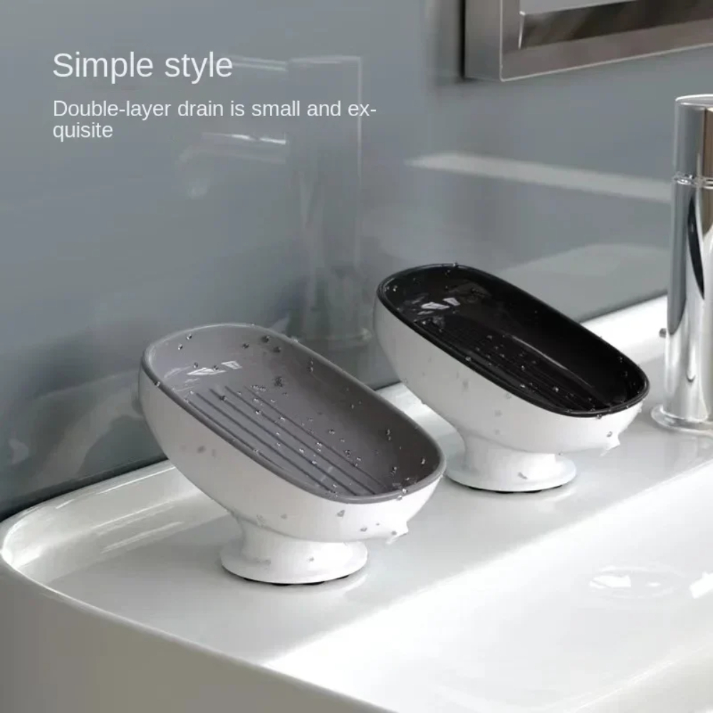 Bathroom Soap Holder, Super Suction Cup Soap Dish, Soap Container, Kitchen Sponge Holder with Drain Water