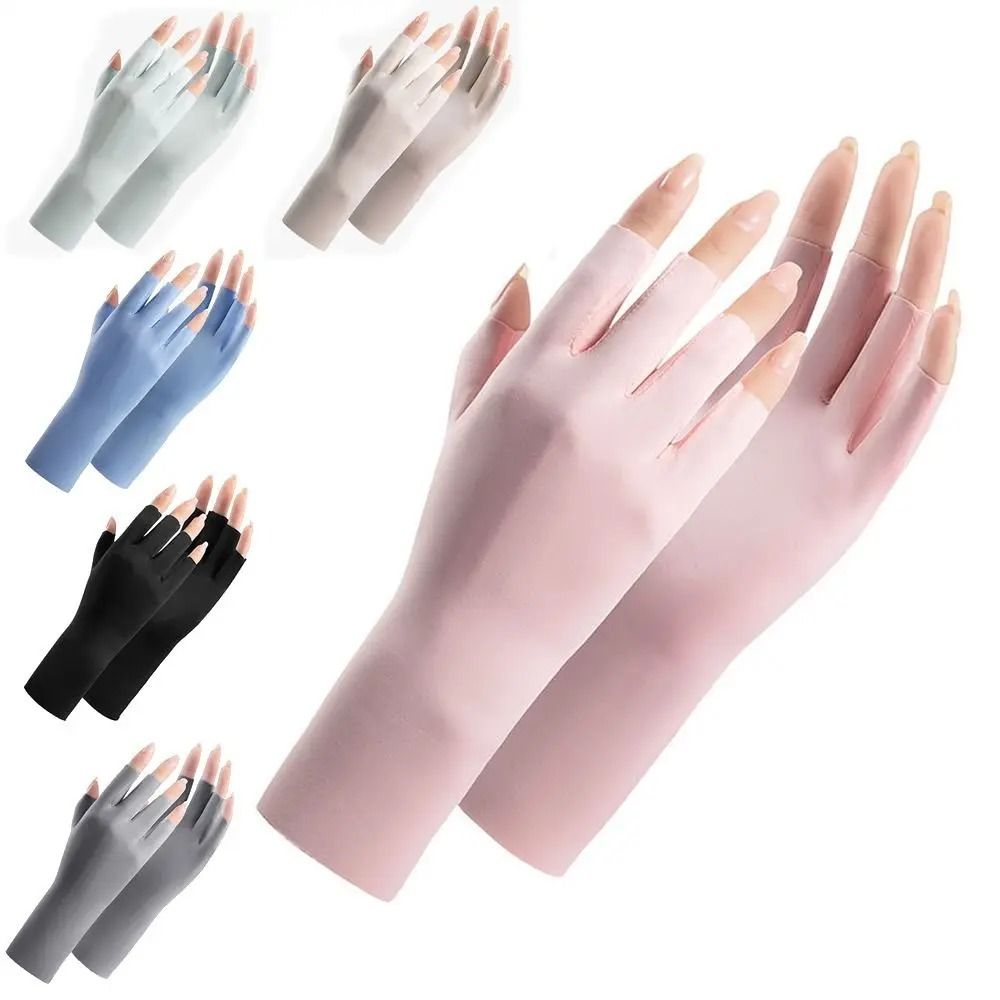 UV Protection Nail Art Gloves Open Finger Manicure Safety Gloves