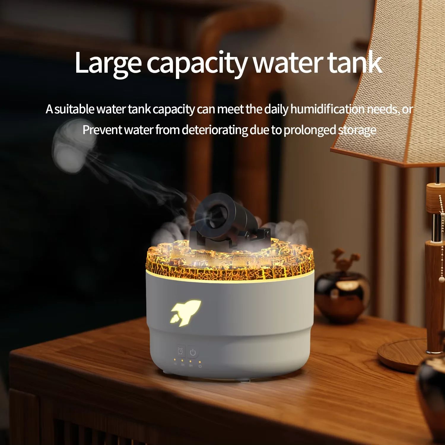 Volcanic Crack Light Cannon Humidifier, Aromatherapy Oil Diffuser with Lava Crack Design & Night Light