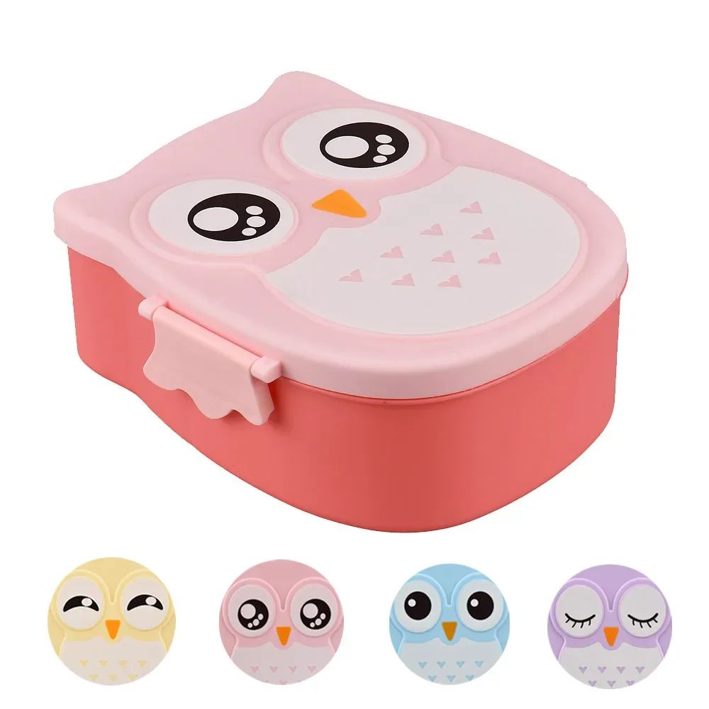 Cartoon Owl Kids Lunch Box Bento – Microwave Safe Cute School Food Container