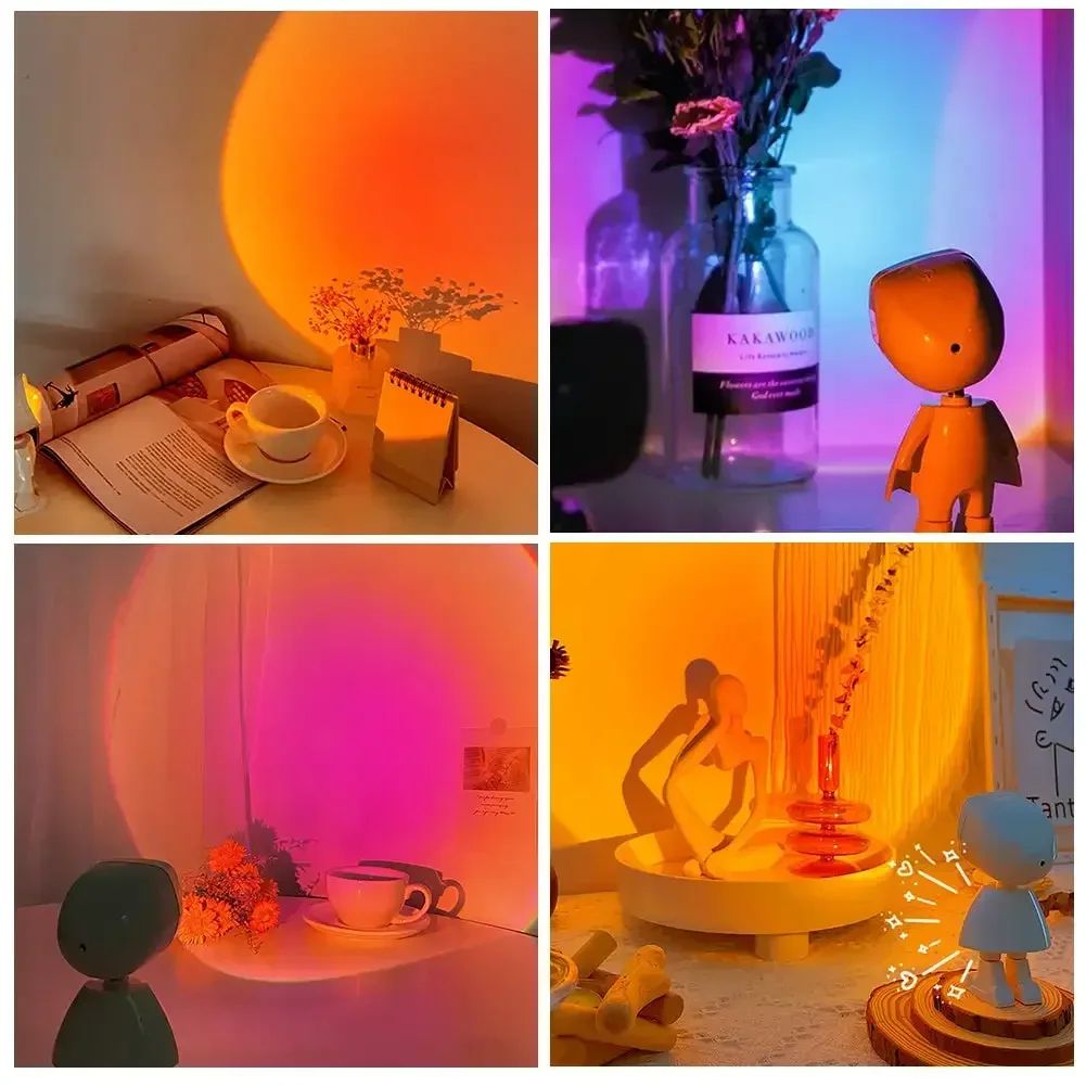 Astronaut Robot LED Sunset Projection Lamp Rechargeable Mood Light