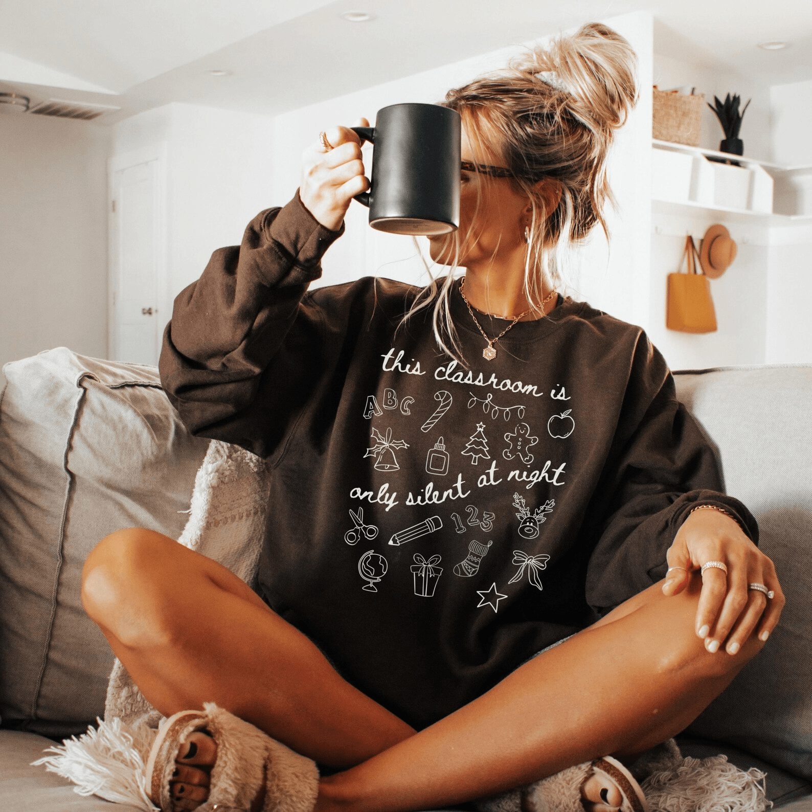 Teacher Christmas Sweatshirt Funny Holiday Teacher Crewneck Gift Tee