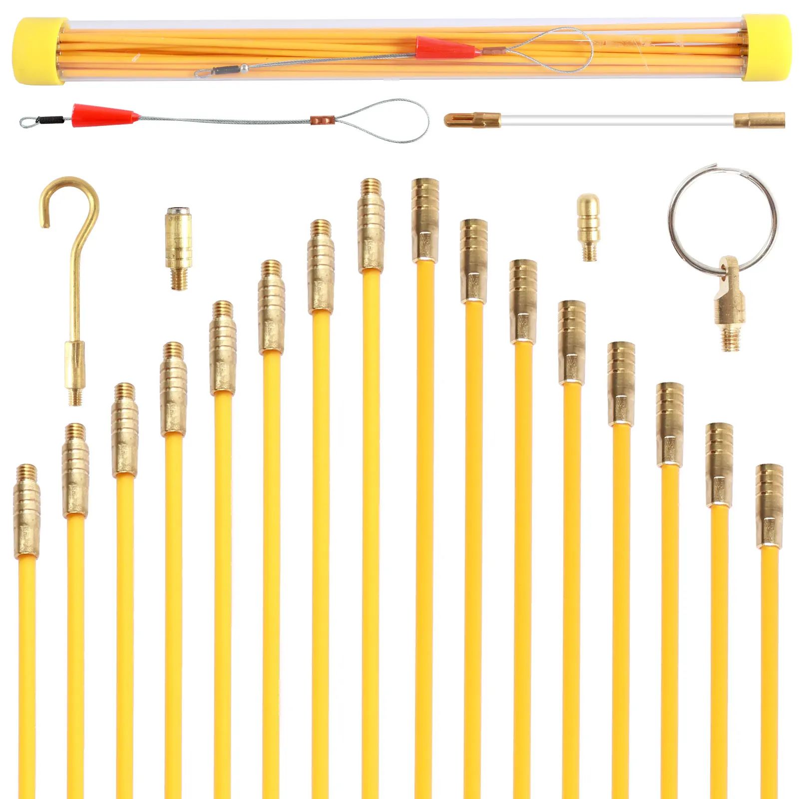 Fiberglass Wire Puller Kit Cable Fishing Rod Set for Electrical Installation