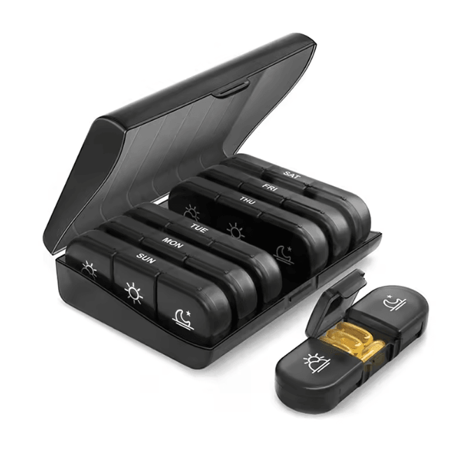 Weekly Pill Organizer 21 Compartment Portable Medicine Box