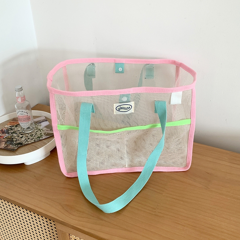 Clear Mesh Beach Tote Bag Large Capacity Pool and Shower Carryall