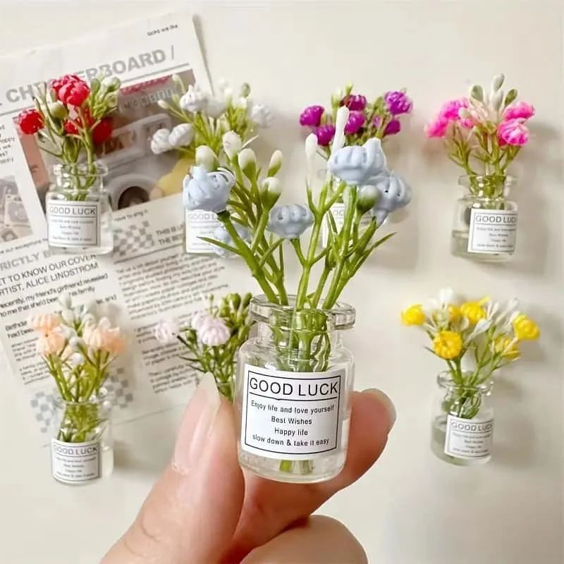 Cute Mini Vase Fridge Magnets 3D Refrigerator Decoration Set