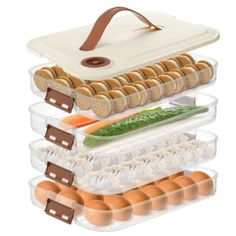 Stackable Refrigerator Storage Box – Transparent Dumpling Preservation & Quick Freezing Container