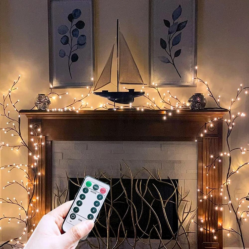 DIY Festive Tree Vine Willow Branch Light USB and Solar Powered 8-Mode Decorative Lamp