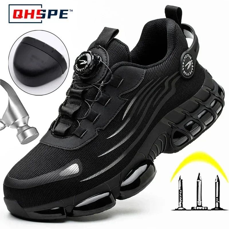 Mens Heavy-Duty Safety Work Shoes – Safety Work Shoes with Anti-Smash Steel Toe & Anti-Puncture Work Boots Protection
