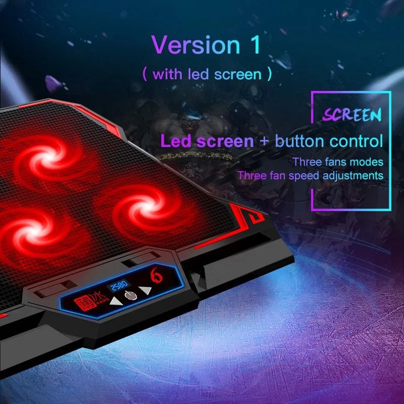COOLCOLD Gaming Laptop Cooling Pad Six Fan Laptop Cooler Stand with LED Display