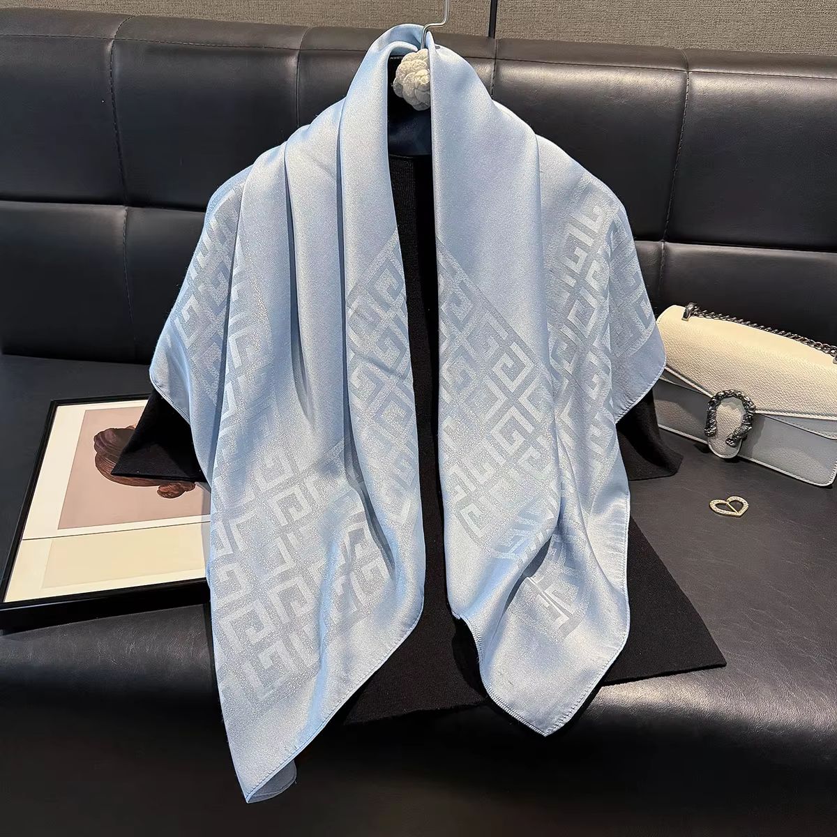 Women's Silk-Like Square Hijab Scarf – 27.56x27.56in Fashion Sun Protection Shawl & Headscarf