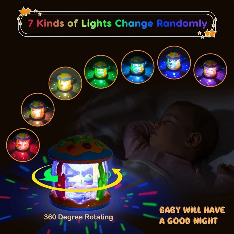 Baby 4 in 1 Tummy Time Crawling Toy Early Learning Sea Animals Sensory Musical Projector