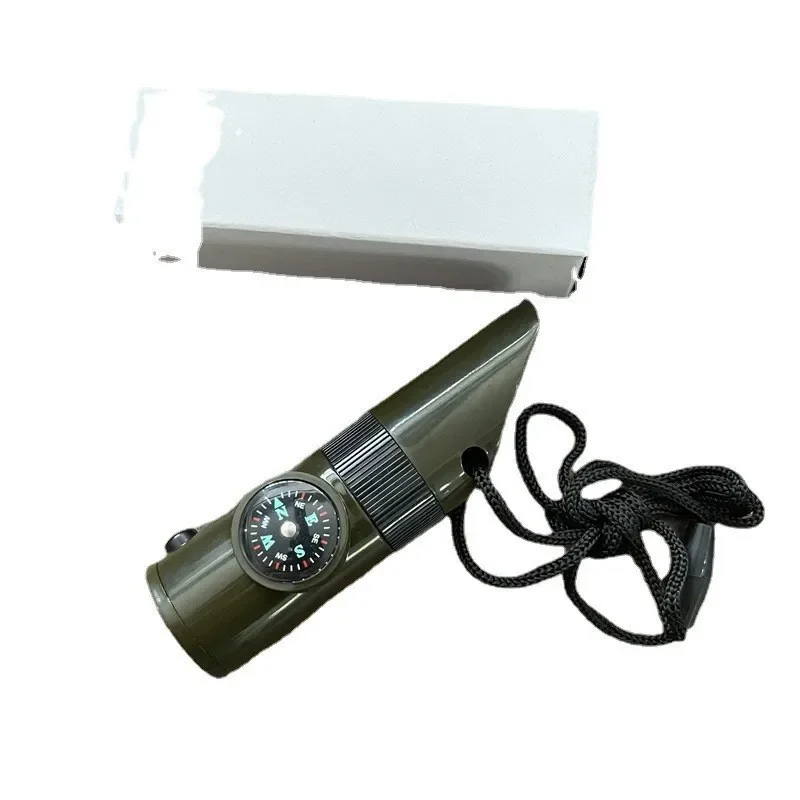 Survival Whistle Compass Tool with LED Light & Magnifier