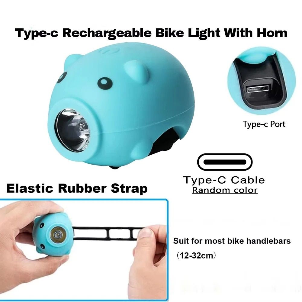 Rechargeable Cute Pig Bicycle Front Light Cartoon Bike Headlight