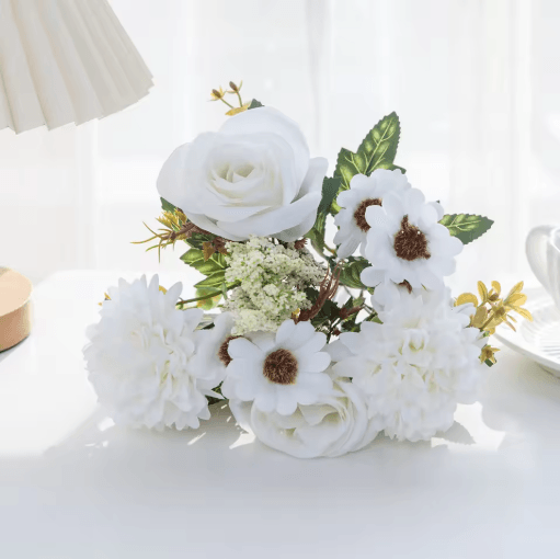 EverBloom Artificial Peony & Rose Hydrangea Bouquet Elegant Silk Flowers for Home & Wedding Decor