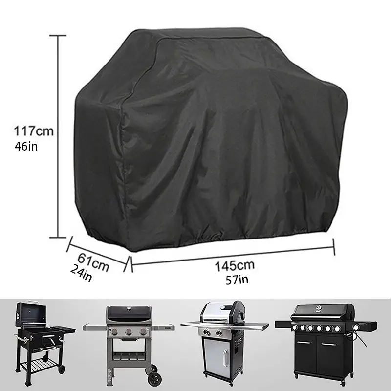Durable BBQ Gas Grill Cover, UV Protective, Fits Weber Char-Broil, Black Furniture Cover