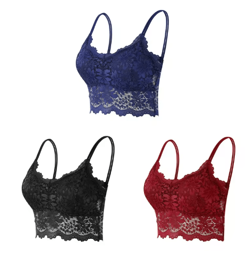 3-Piece Seamless Wireless Lace Bralette Set