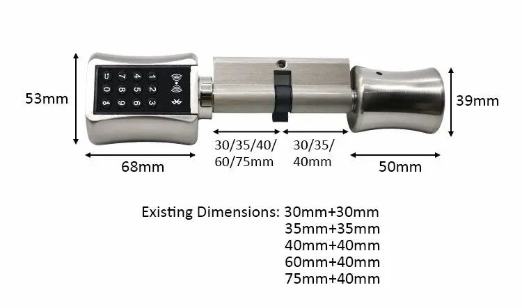TTLock Bluetooth Smart Cylinder Lock, WiFi Smart Security Lock, APP Keypad Code, RFID Card Keyless Entry