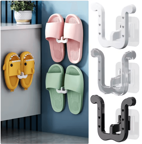 U-Shaped Wall-Mounted Slipper Rack Bathroom Drainage Sandal Storage