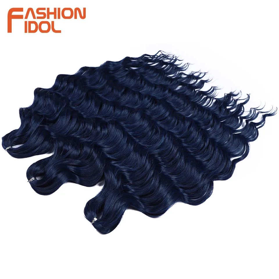 Anna 24 Inch Water Wave Braiding Hair Extensions, Ombre Blonde Crochet Curly Deep Wave Synthetic Hair