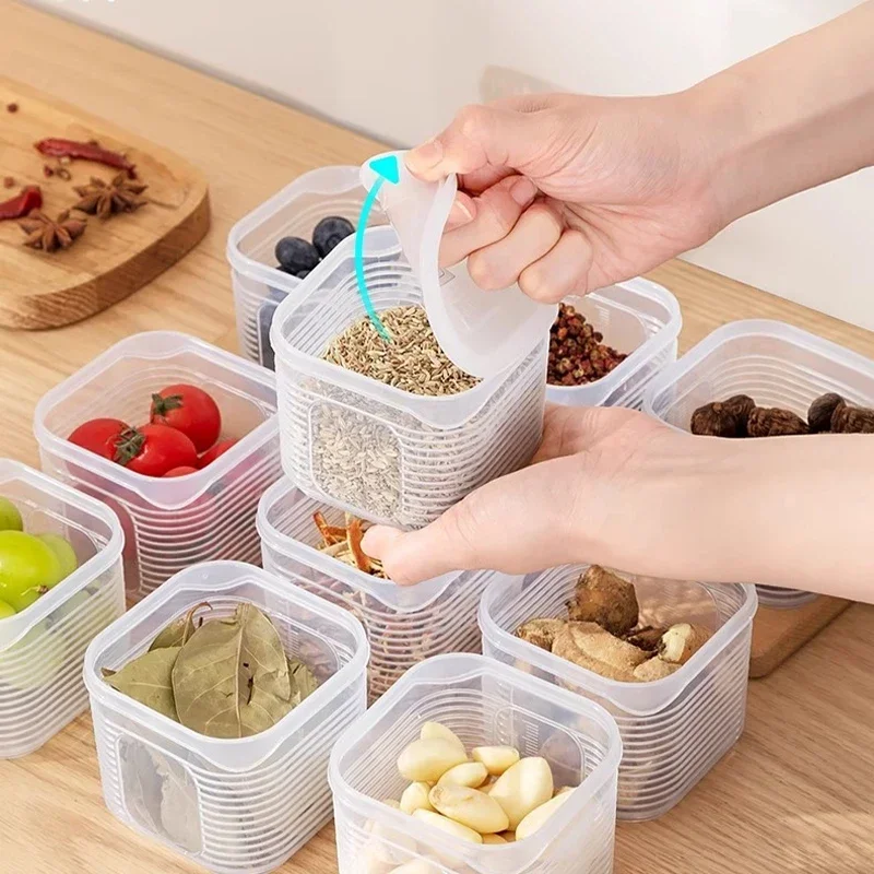 Premium Multi Grid Refrigerator Storage Box Fresh Keeping Produce Organizer with Lid