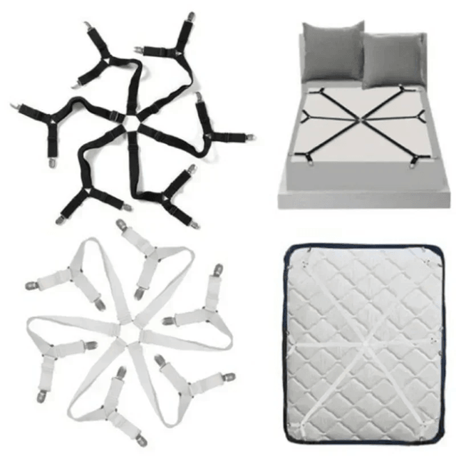 Adjustable Bed Sheet Holder Straps with Elastic Clips