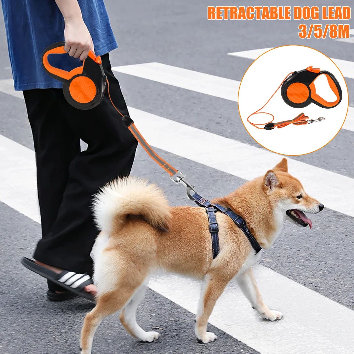 FreedomGlide Retractable Dog Leash (Up to 8m, Up to 50kg) for Small & Large Dogs