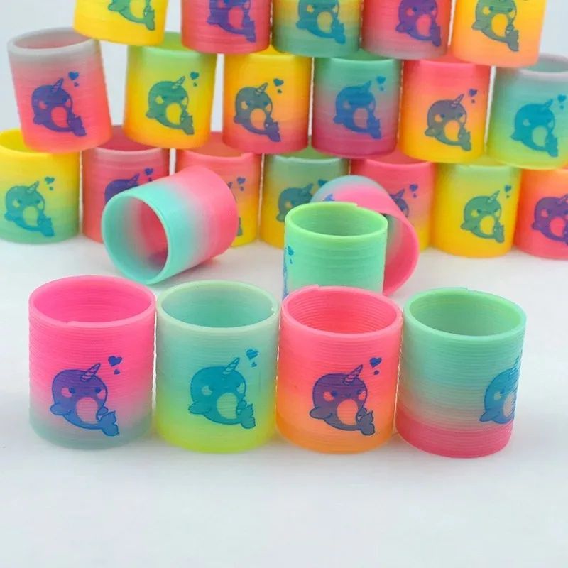 Rainbow Magic Springs Circle Toys, Kids Birthday Party Favors, Small Gifts, Pinata Fillers, Flexible Fun Giveaway Toys