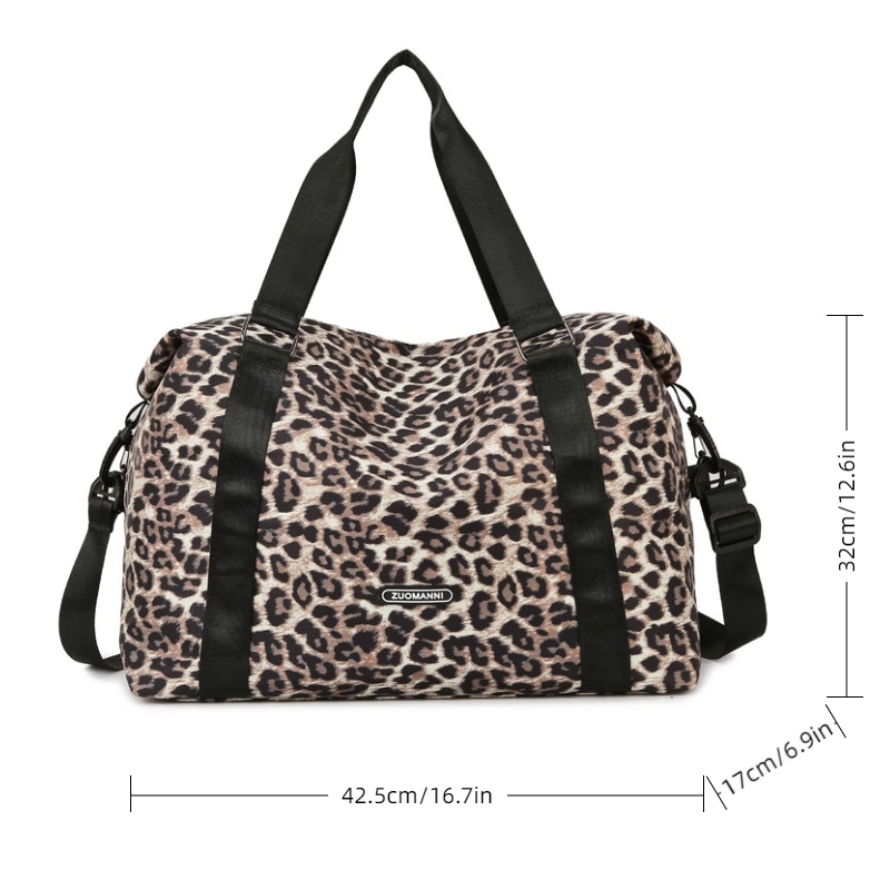 Leopard Print Travel Duffel Bag Large Capacity Gym Tote Weekend Luggage