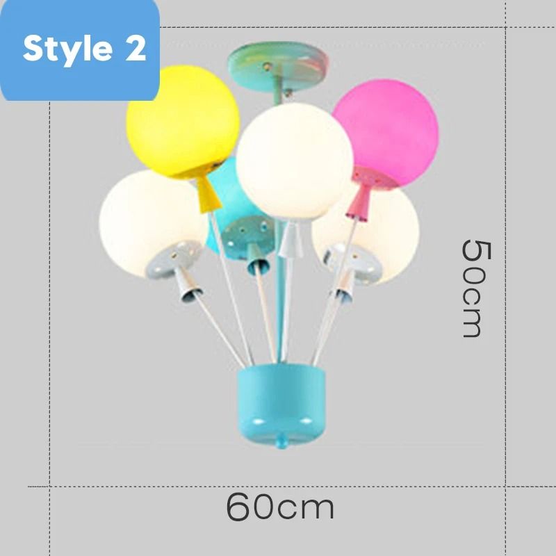 Kids Balloon Chandelier Wooden Ceiling Light Sputnik Style for Girls Room