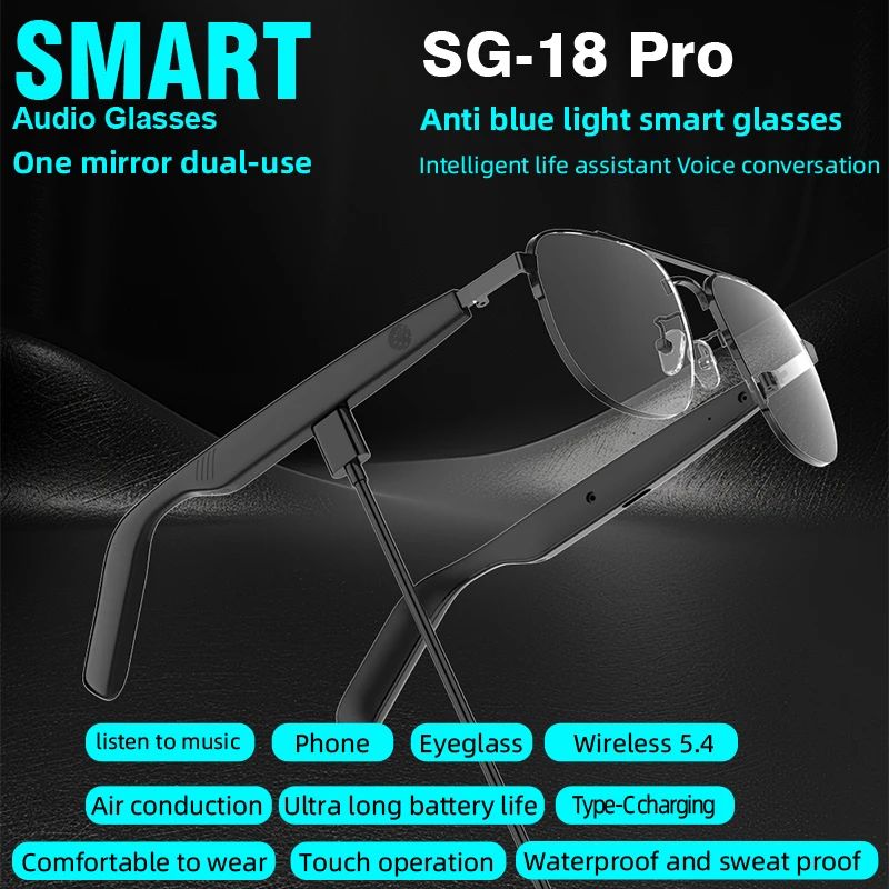 SG-15 Pro Smart Audio Glasses – Bluetooth Sunglasses with Anti Blue Light Protection