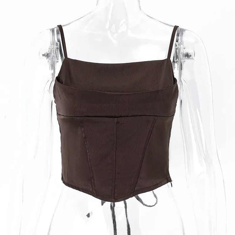 Sexy Lace-Up Backless Spaghetti Strap Crop Top – Bandage Summer Party Camisole
