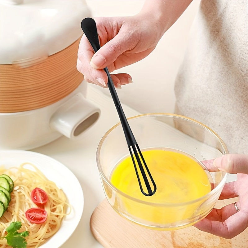 Plastic Double-ended Tiny Spoon Spatula Handle Manual Egg Blender Mini Whisk Spoon Kitchen Gadget