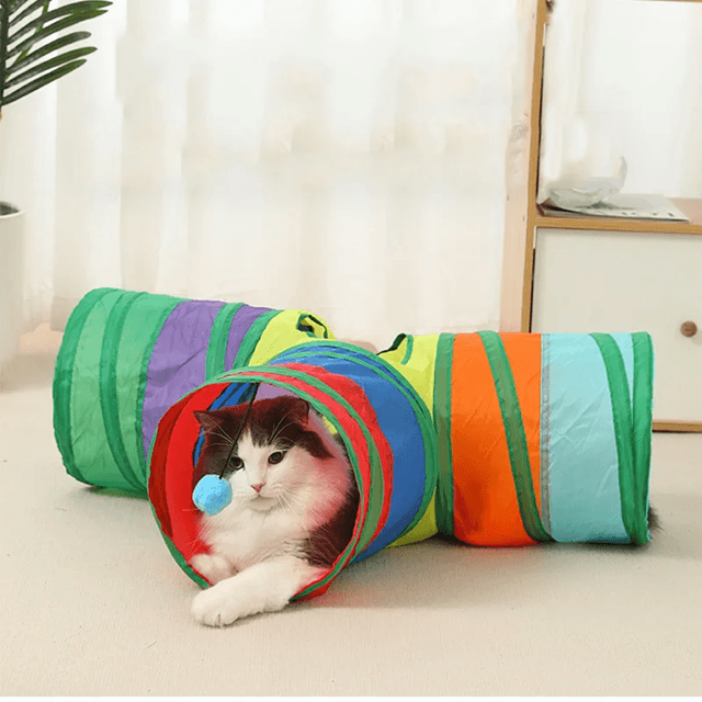 Foldable Cat Tunnel Toy – Breathable Indoor Play Tunnel for Cats and Kittens