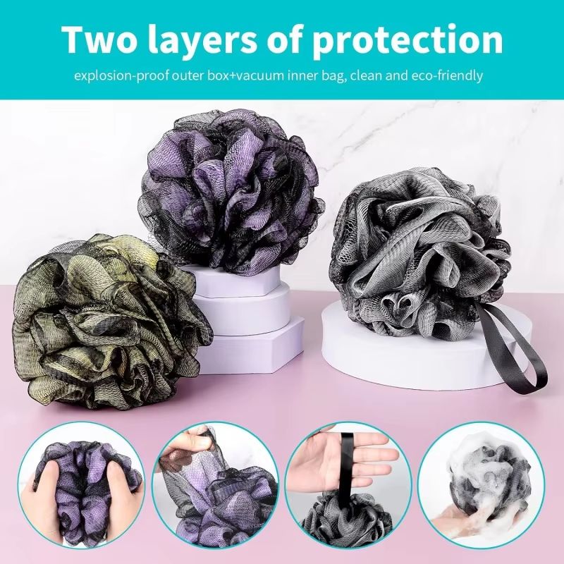 DeepClean Body Mesh Loofah 4-Pack – Soft Shower Sponge Back Scrubber