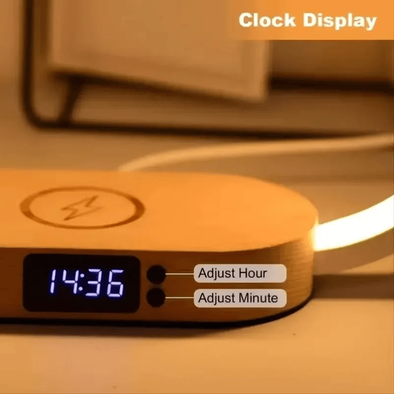 GlowCharge 6-in-1 Wireless Charging Station with LED Desk Lamp & Alarm Clock