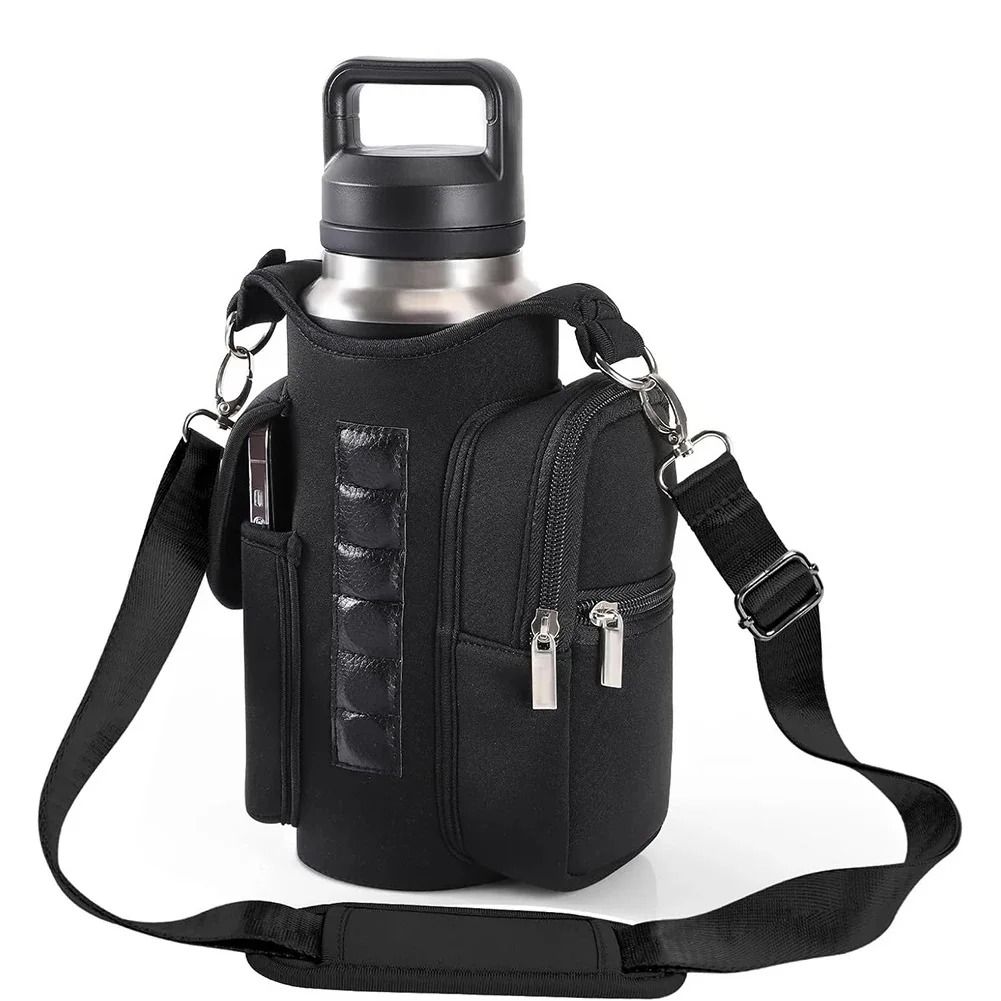 Magnetic Water Bottle Holder with Phone Pocket and Shoulder Strap