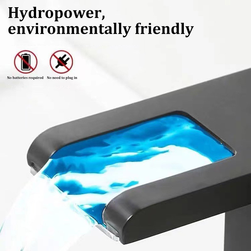 Luminous Waterfall Faucet All-copper LED Light Hot and Cold Basin Faucet