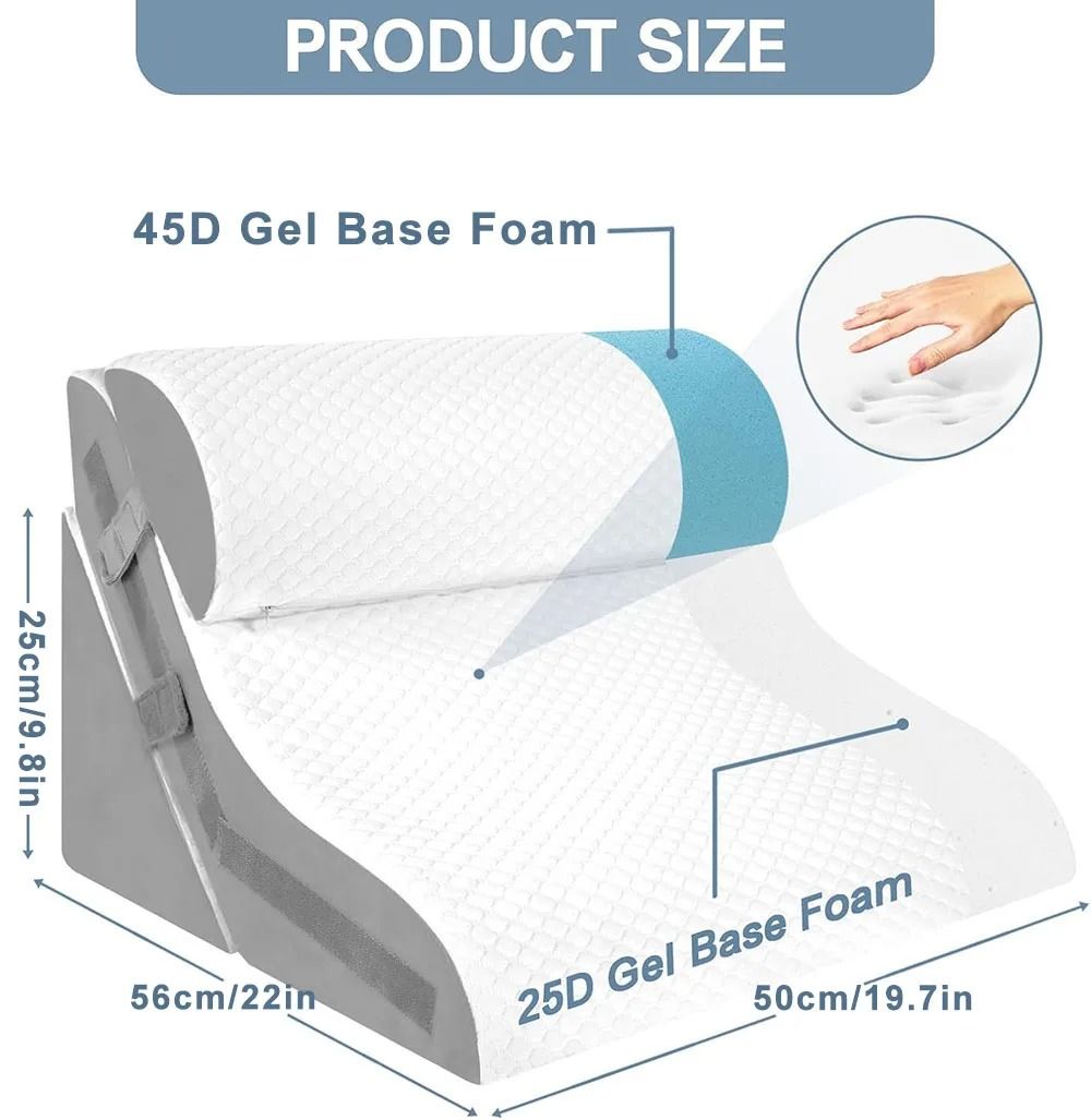 3 Piece Adjustable Wedge Pillow Set for Sleeping Back Pain Relief and Acid Reflux